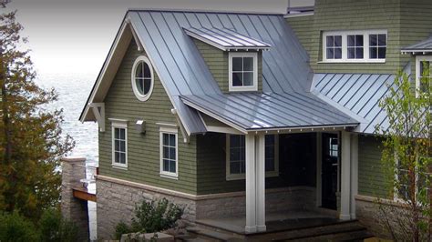 bronze metal roof on light green house|light metal roof colors.